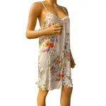 Linea Donatella Floral Chemise Nightgown Ivory Crochet Trim Ruffle Hem