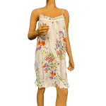 Linea Donatella Floral Chemise Nightgown Ivory Crochet Trim Ruffle Hem