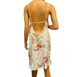 Linea Donatella Floral Chemise Nightgown Ivory Crochet Trim Ruffle Hem Size L