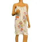 Linea Donatella Floral Chemise Nightgown Ivory Crochet Trim Ruffle Hem Size L