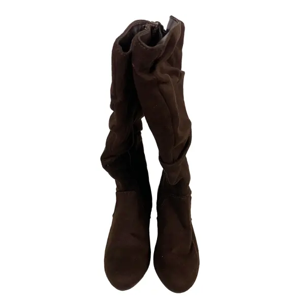 Lower East Side Brown Slouch Faux Suede Riding Boots Size 5.5