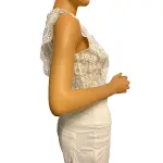 Lucy Paris Abigail White Lace Mock Neck Cropped Top