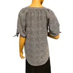 Michael Michael Kors Ditsy Print Blouse Black White Tie Sleeve Size P