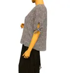 Michael Michael Kors Ditsy Print Blouse Black White Tie Sleeve Size P