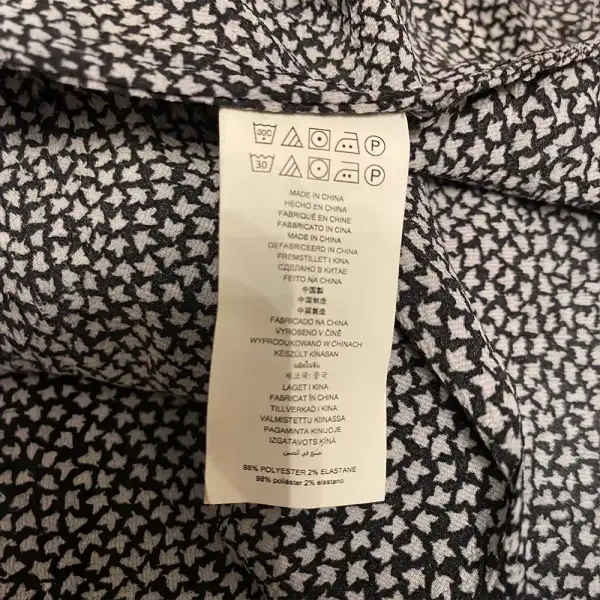 Michael Michael Kors Ditsy Print Blouse Black White Tie Sleeve Size P