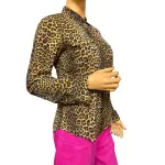 MICHAEL Michael Kors Leopard Print Zip Front Shirt