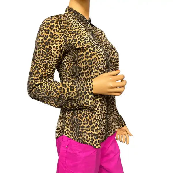MICHAEL Michael Kors Leopard Print Zip Front Shirt