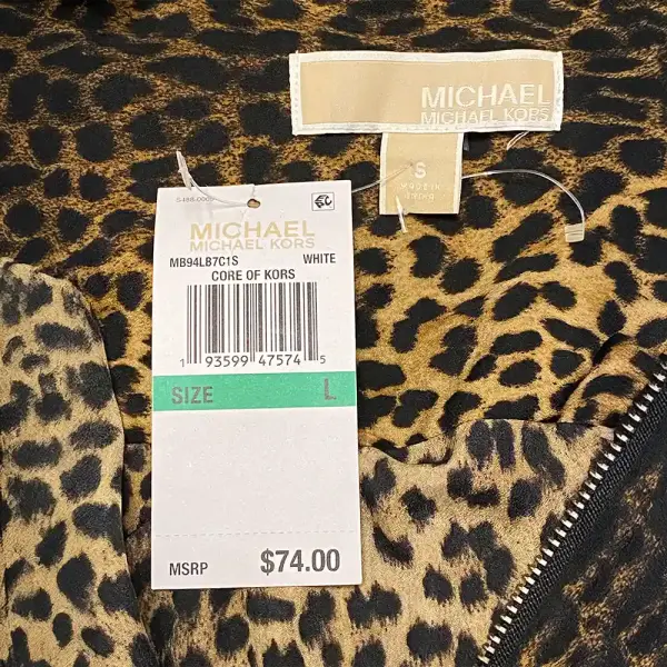 MICHAEL Michael Kors Leopard Print Zip Front Shirt