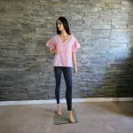 Michael Michael Kors Plaid Flutter Sleeve Blouse Coral Peach Metallic Crochet Trim