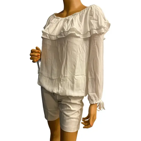 Michael Michael Kors Off The Shoulder Ruffle Blouse White Long Sleeve