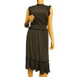 Michael Kors Smocked Waist Ruffle Trim Midi Dress
