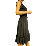 Michael Kors Smocked Waist Ruffle Trim Midi Dress