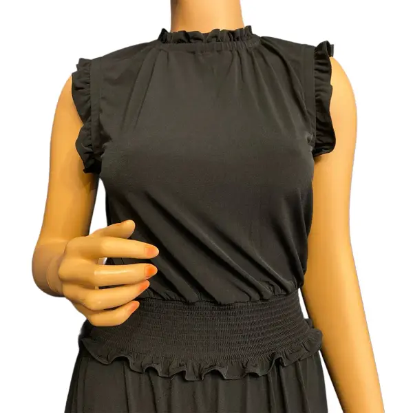 Michael Kors Smocked Waist Ruffle Trim Midi Dress