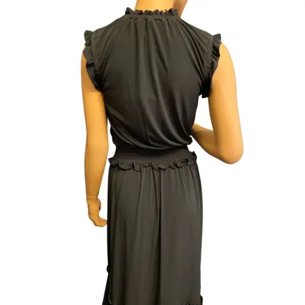 Michael Kors Smocked Waist Ruffle Trim Midi Dress