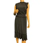 Michael Kors Smocked Waist Ruffle Trim Midi Dress
