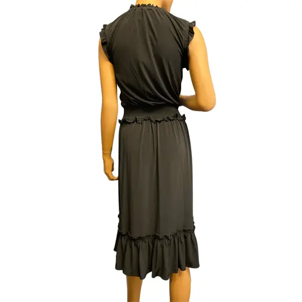 Michael Kors Smocked Waist Ruffle Trim Midi Dress