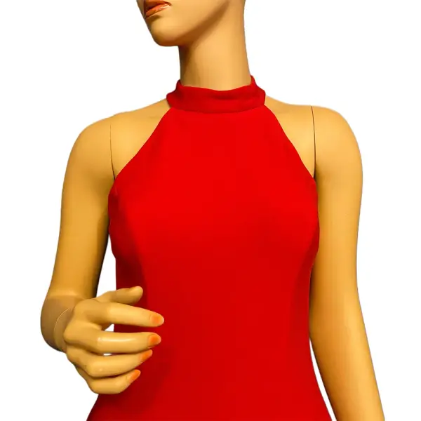 Women's Cocktail Dress  Red Backless Sleeveless Halter