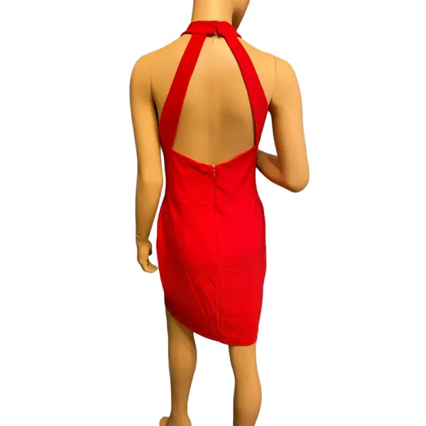 Women's Cocktail Dress  Red Backless Sleeveless Halter