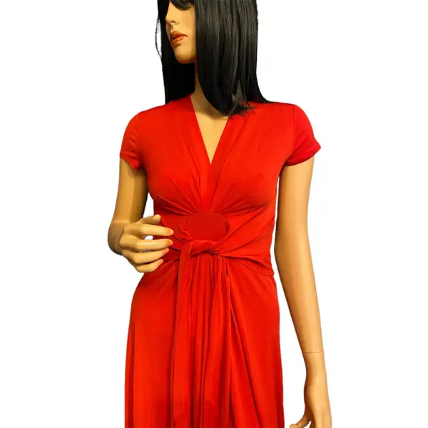 Michael Kors Faux Wrap High Low Maxi Dress with Tie Waist