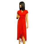 Michael Kors Faux Wrap High Low Maxi Dress with Tie Waist