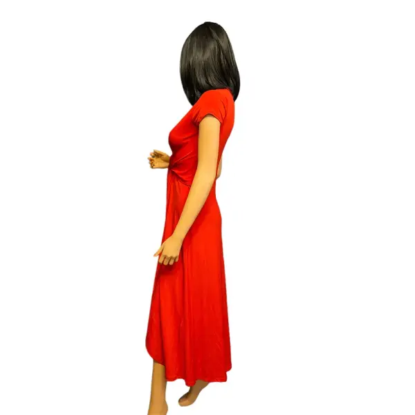 Michael Kors Faux Wrap High Low Maxi Dress with Tie Waist