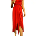 Michael Kors Faux Wrap High Low Maxi Dress with Tie Waist