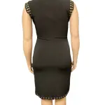 Michael Kors Black Astor Studded Side Slit Midi Dress