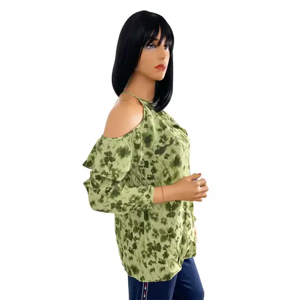 MICHAEL Michael Kors Cold-Shoulder Clover Print Top