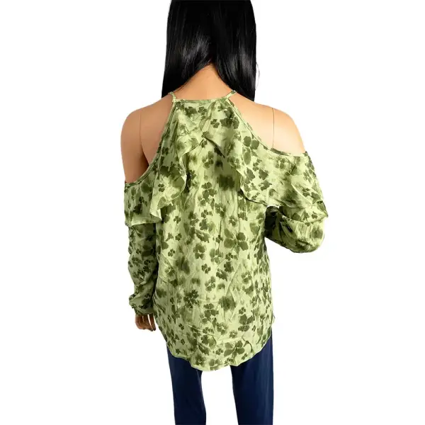 MICHAEL Michael Kors Cold-Shoulder Clover Print Top