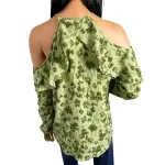 MICHAEL Michael Kors Cold-Shoulder Clover Print Top