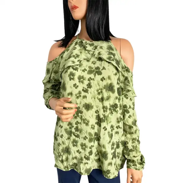 MICHAEL Michael Kors Cold-Shoulder Clover Print Top