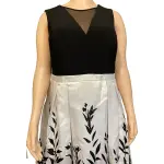 Morgan & Co Black and White Sleeveless Leaf Print Prom Gown Dress – Size 20W