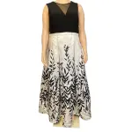 Morgan & Co Black and White Sleeveless Leaf Print Prom Gown Dress – Size 20W