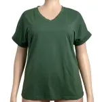 Green V-Neck T-Shirt with Rolled Sleeves Size XL