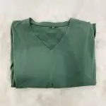 Green V-Neck T-Shirt with Rolled Sleeves Size XL