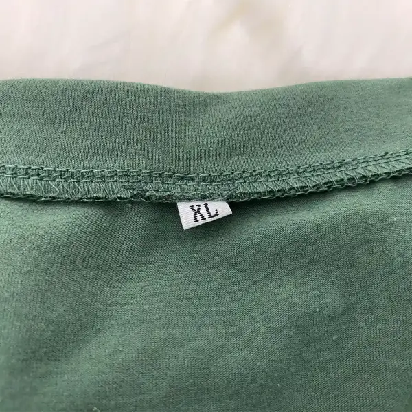 Green V-Neck T-Shirt with Rolled Sleeves Size XL