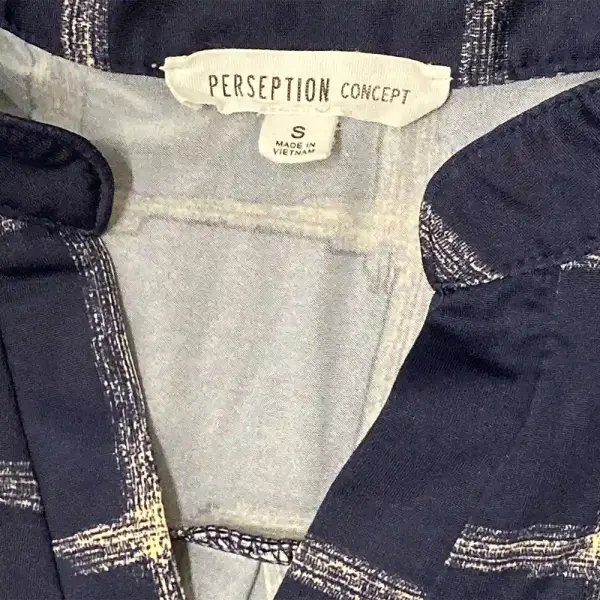 Perseption Concept Navy Windowpane Sleeveless Top