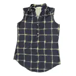 Perseption Concept Navy Windowpane Sleeveless Top