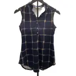 Perseption Concept Navy Windowpane Sleeveless Top
