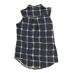 Perseption Concept Navy Windowpane Sleeveless Top