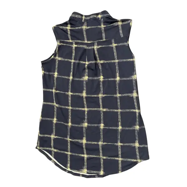 Perseption Concept Navy Windowpane Sleeveless Top
