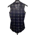 Perseption Concept Navy Windowpane Sleeveless Top
