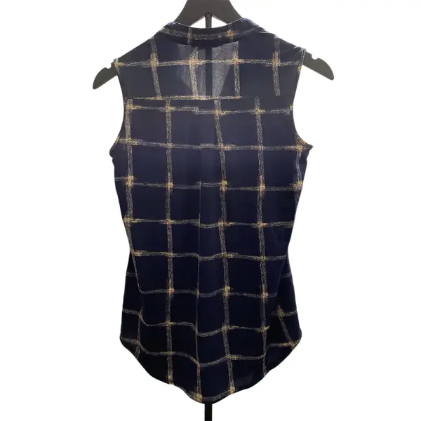 Perseption Concept Navy Windowpane Sleeveless Top