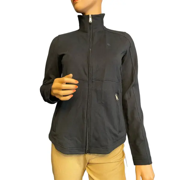Lauren Ralph Lauren Black Stretch Cotton Full Zip Jacket