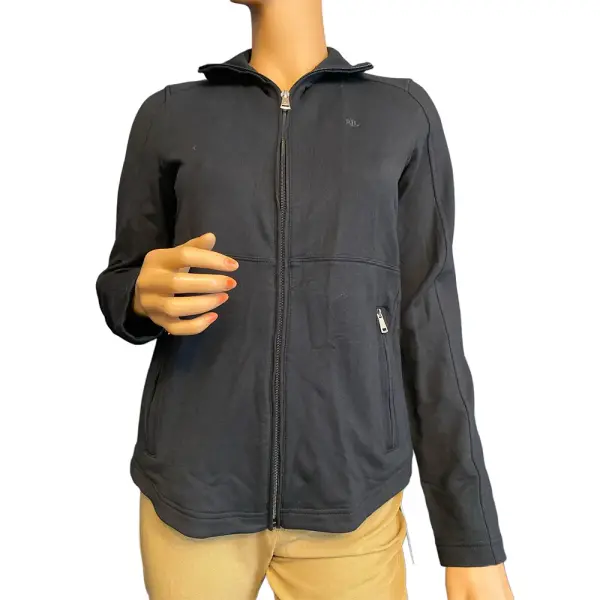 Lauren Ralph Lauren Black Stretch Cotton Full Zip Jacket