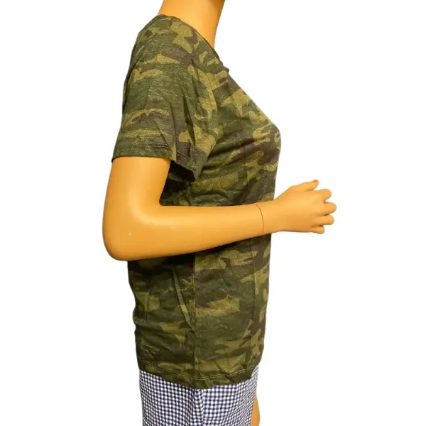 Sanctuary The Perfect Tee Camo Print Green Linen Short Sleeve