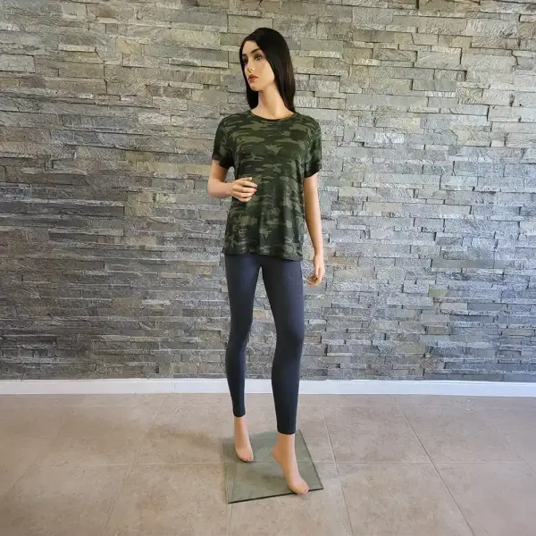 Sanctuary The Perfect Tee Camo Print Green Linen Short Sleeve