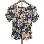 Sara Michelle Navy Floral Blouse Petite Small