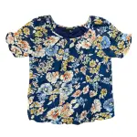Sara Michelle Navy Floral Blouse Petite Small