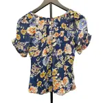 Sara Michelle Navy Floral Blouse Petite Small